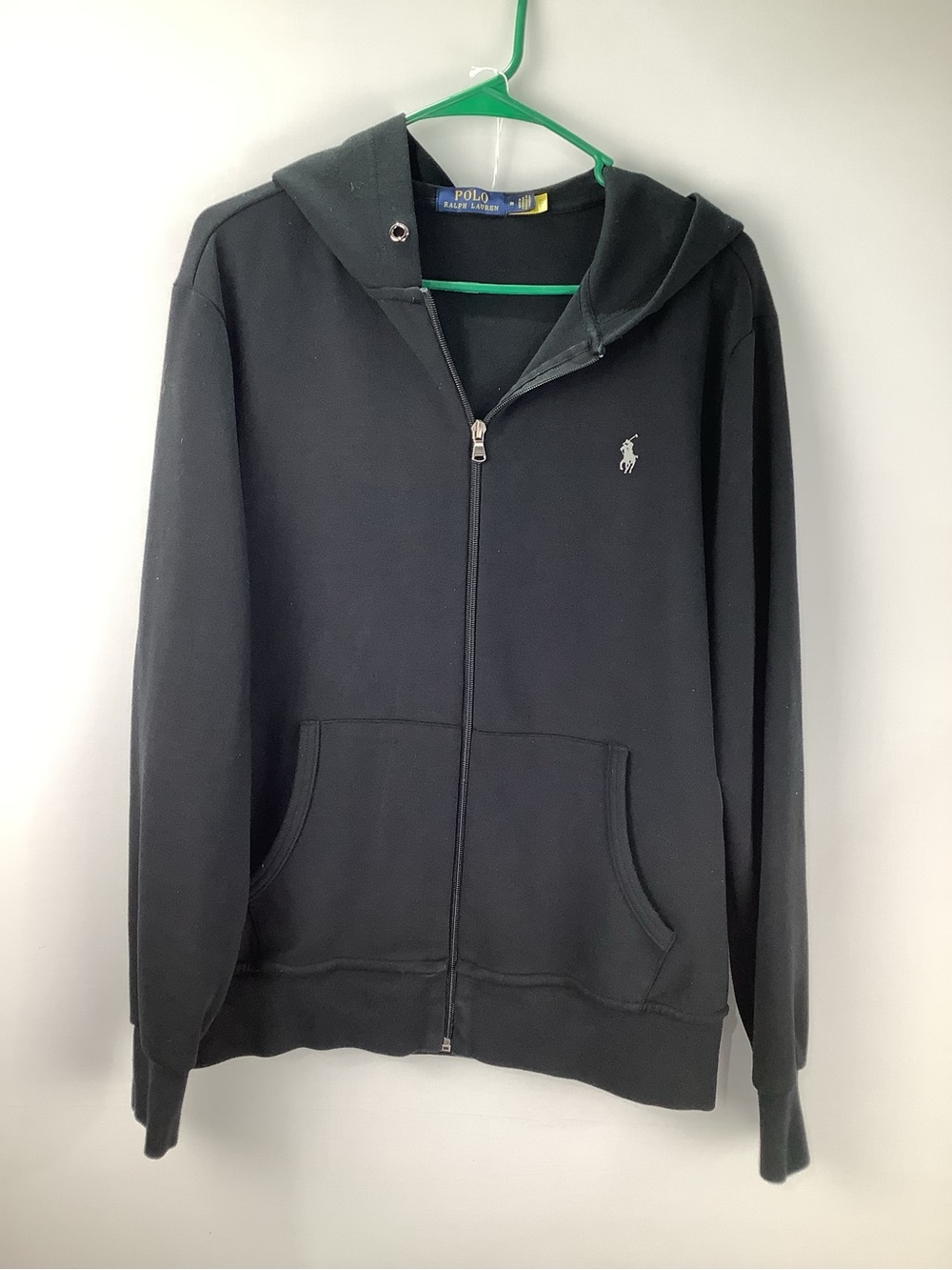 Polo by Ralph Lauren Mens Double Knit Black Zip-Up Hoodie Jacket size M